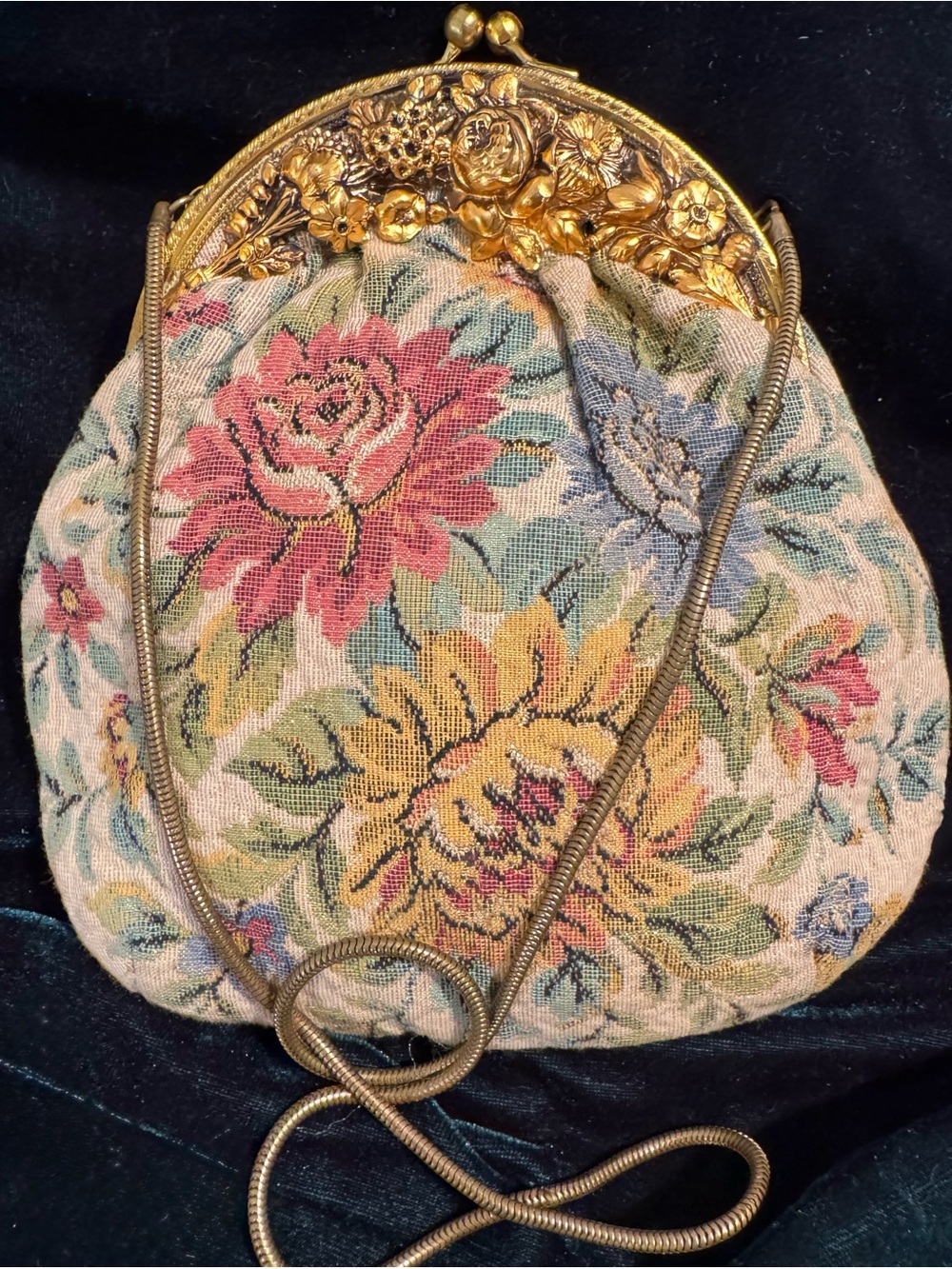 Vintage Delill 1950’s Western Germany Floral Tapestry Purse
